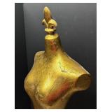 LLR - Mannequin Bust - Gold Tone with Fleur-de-Lis Finial on Black Stand