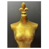LLR - Mannequin Bust - Gold Tone with Fleur-de-Lis Finial on Black Stand