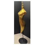 LLR - Mannequin Bust - Gold Tone with Fleur-de-Lis Finial on Black Stand