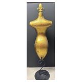 LLR - Mannequin Bust - Gold Tone with Fleur-de-Lis Finial on Black Stand