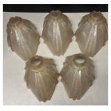 FR - Five Vintage Art Nouveau Glass Slip Shades