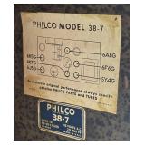 RR - Vintage Philco Vacuum Tube Radio Model: 38-7