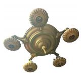 RR - Vintage Brass Five-Bulb Ceiling Light Fixture