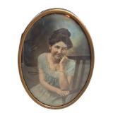 FR - Antique Oval Convex Glass Portrait Print
