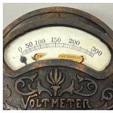 LLR - Vintage Volt Meter - Ornate Cast Iron Case