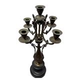 O - Antique Bronze Candelabra - Ornate Floral Art Deco Motif