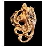 Vintage 14K Gold Art Nouveau Ring with Sapphire Accent - Size 7 to 7.5