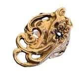 Vintage 14K Gold Art Nouveau Ring with Sapphire Accent - Size 7 to 7.5