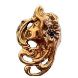 Vintage 14K Gold Art Nouveau Ring with Sapphire Accent - Size 7 to 7.5