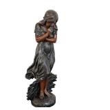 LR - Charles Georges Ferville-Suan Frimas Spelter Bronze Art Nouveau Sculpture