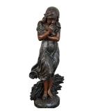 LR - Charles Georges Ferville-Suan Frimas Spelter Bronze Art Nouveau Sculpture
