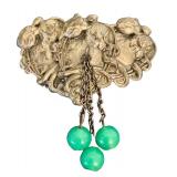 Antique Art Nouveau Two-Piece Buckle with Green Bead Drops