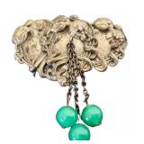 Antique Art Nouveau Two-Piece Buckle with Green Bead Drops