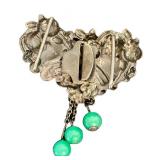 Antique Art Nouveau Two-Piece Buckle with Green Bead Drops