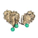 Antique Art Nouveau Two-Piece Buckle with Green Bead Drops