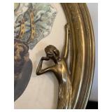 LR - Wiener Mode Art Nouveau Portrait Print - Brass Art Nouveau Oval Frame