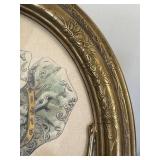 LR - Wiener Mode Art Nouveau Portrait Print - Brass Art Nouveau Oval Frame