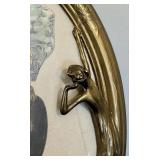 LR - Wiener Mode Art Nouveau Portrait Print - Brass Art Nouveau Oval Frame