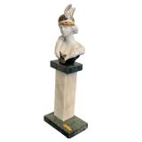 LR - Galos Porcelain Bust on Marble Pedestal - Woman with Feathered Hat