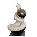 LR - Galos Porcelain Bust on Marble Pedestal - Woman with Feathered Hat