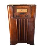LR - Emerson ER369 Floor Console Radio - Art Deco Cabinet, 1930s Vintage