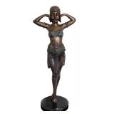 LR - Antique Bronze Art Deco Belly Dancer Sculpture