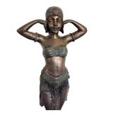 LR - Antique Bronze Art Deco Belly Dancer Sculpture