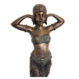 LR - Antique Bronze Art Deco Belly Dancer Sculpture