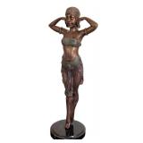 LR - Antique Bronze Art Deco Belly Dancer Sculpture