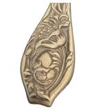 DR -Antique Silver-Plate Hand Mirror with Engraved Goddess Face & Floral Handle