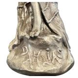 LR - Dahlias Nouveau Spelter Sculpture, Signed