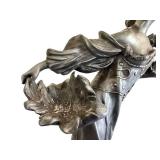 LR - Dahlias Nouveau Spelter Sculpture, Signed