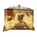 LR - Art Nouveau Black & White Portrait on Wood - 1896