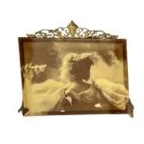 LR - Art Nouveau Black & White Portrait on Wood - 1896