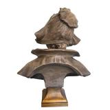 LR - Cast Metal Bust - Female Portrait with Bonnet on Square Base