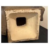 LR - Cast Metal Bust - Female Portrait with Bonnet on Square Base