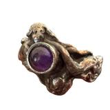 Amethyst Sterling Art Nouveau Ring - Vintage