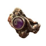Amethyst Sterling Art Nouveau Ring - Vintage