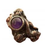Amethyst Sterling Art Nouveau Ring - Vintage