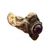 Amethyst Sterling Art Nouveau Ring - Vintage