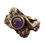 Amethyst Sterling Art Nouveau Ring - Vintage