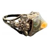 Art Nouveau Sterling Ring With Mother of Pearl