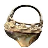 Art Nouveau Sterling Ring With Mother of Pearl