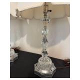 LR - Lead Crystal Table Lamps Pair - Vintage Hand-Cut