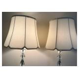 LR - Lead Crystal Table Lamps Pair - Vintage Hand-Cut