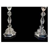 LR - Lead Crystal Table Lamps Pair - Vintage Hand-Cut