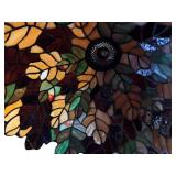 G - Vintage Stained Glass Ceiling Light - Leaf Pattern Tiffany-Style Shade