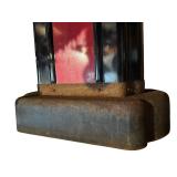 Art Deco Light Casing - Red Center Panel, Black Frame