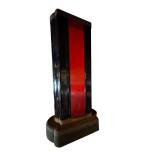 Art Deco Light Casing - Red Center Panel, Black Frame