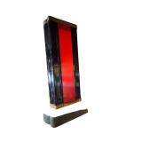 Art Deco Light Casing - Red Center Panel, Black Frame